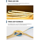 24V DC COB LED Strip - 12W/m - 10mm - IP20 - 10 meters roll - Cut every 5cm