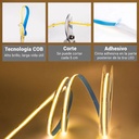 24V DC COB LED Strip - 12W/m - 10mm - IP20 - 10 meters roll - Cut every 5cm