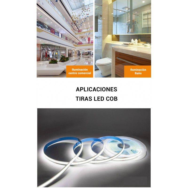 COB LED Strip 24V DC - 12W/m - Colours - 8mm - IP20 - 5m roll - Cut every 4 cm