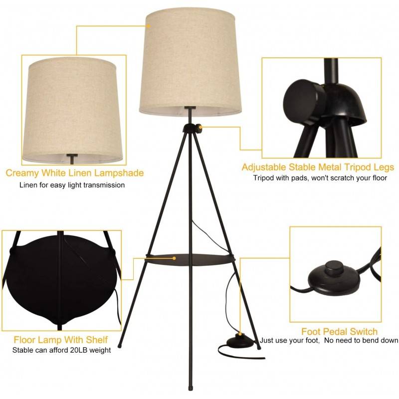 Tripod Floor Lamp with Table "Madison".