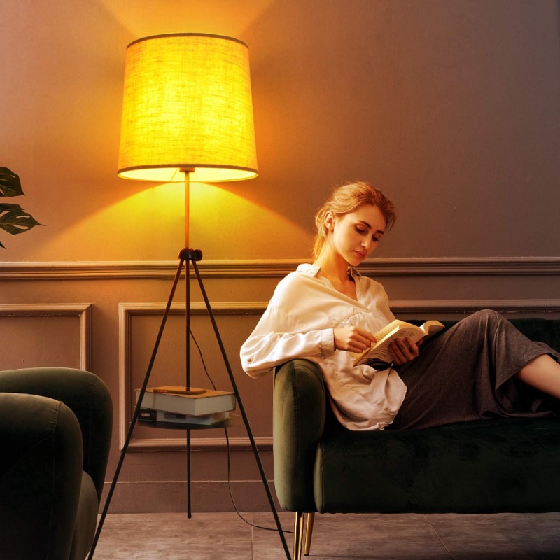 Tripod Floor Lamp with Table "Madison".