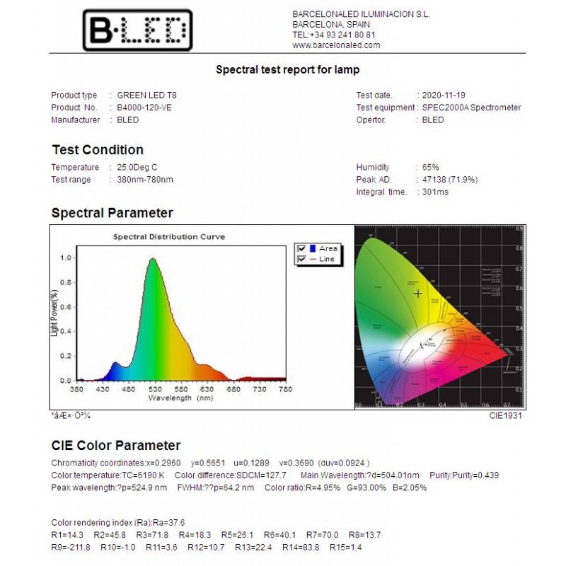 LED T8 120cm colored tube -18W