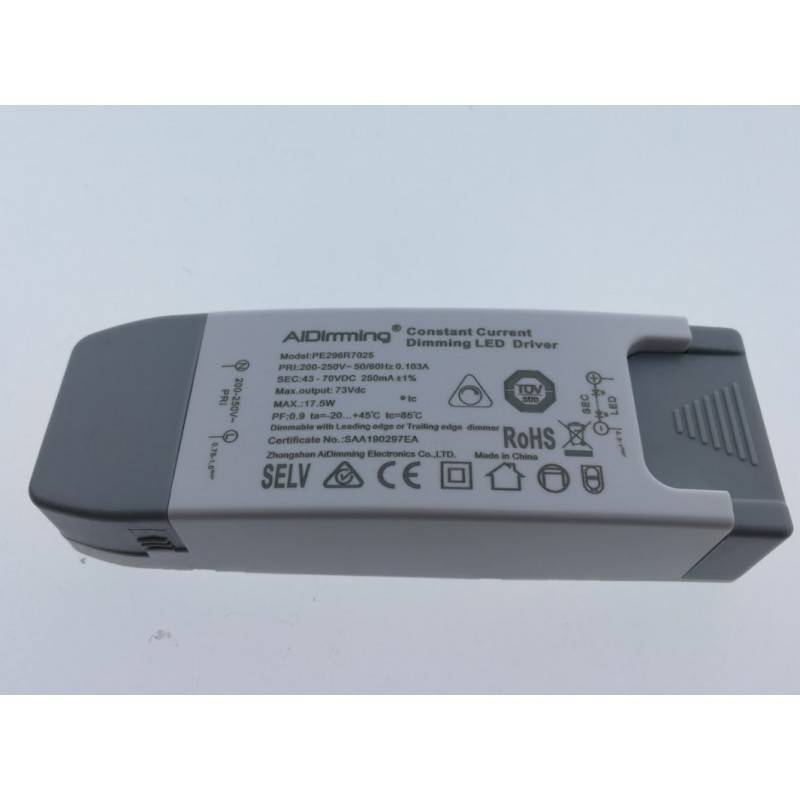 TRIAC dimmable driver constant current 43-70V 20W 250mA