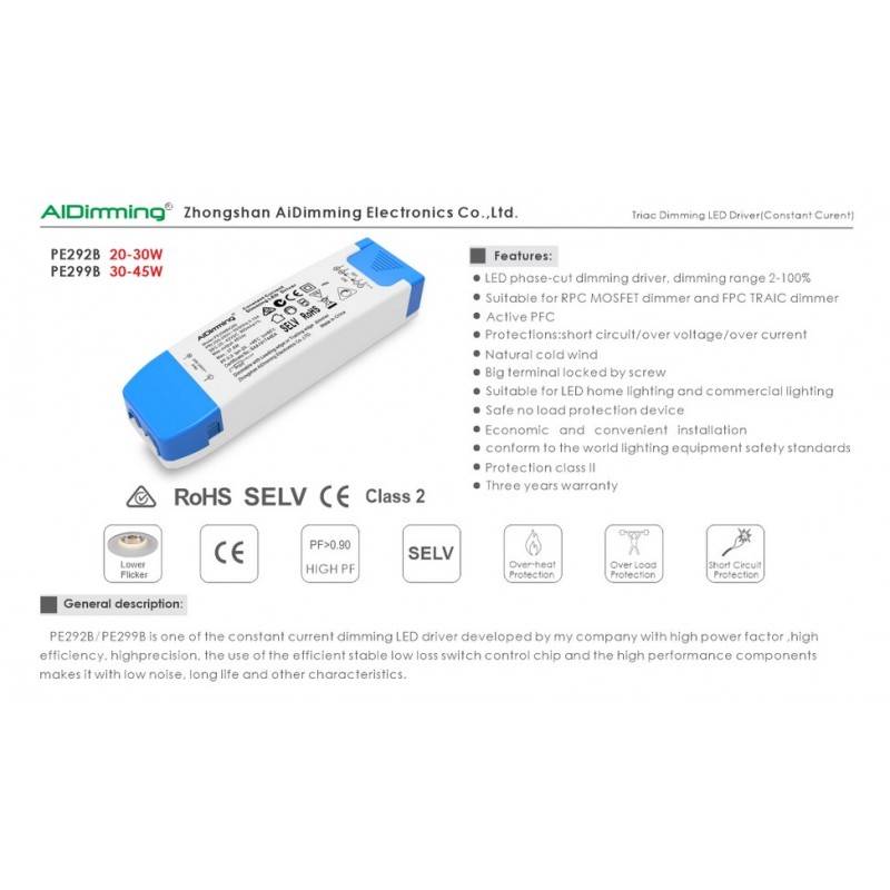 Dimmable TRIAC constant current driver 43-60V 30W 500mA