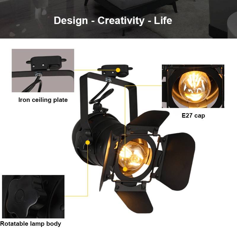 Adjustable spotlight  for 1-phase track - "Cinema" - E27