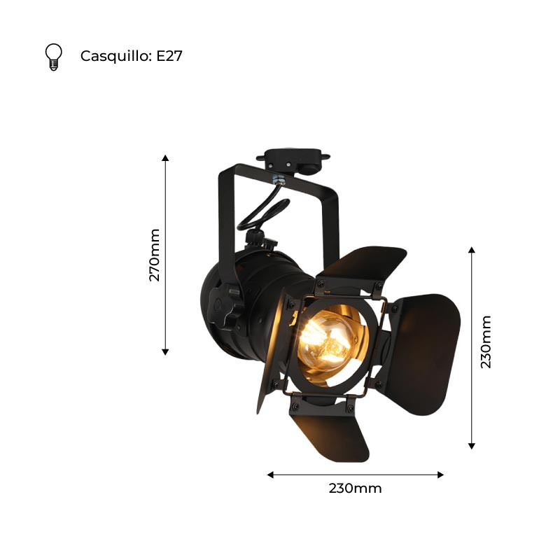 Adjustable spotlight  for 1-phase track - "Cinema" - E27