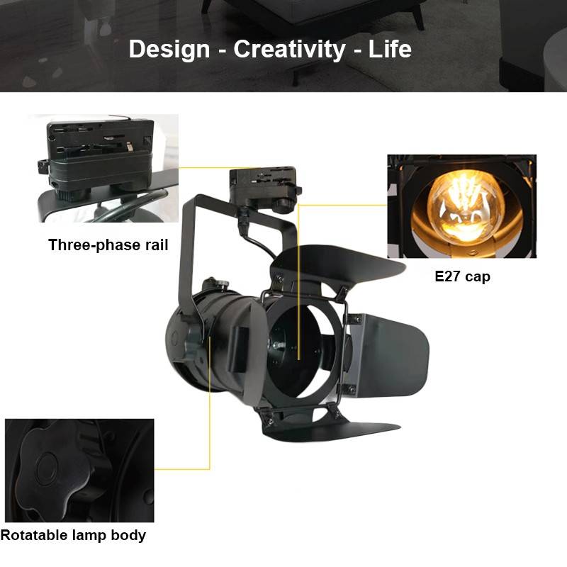 Adjustable spotlight  for 3-phase track - "Cinema" - E27