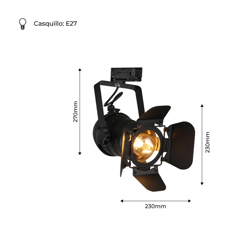 Adjustable spotlight  for 3-phase track - "Cinema" - E27