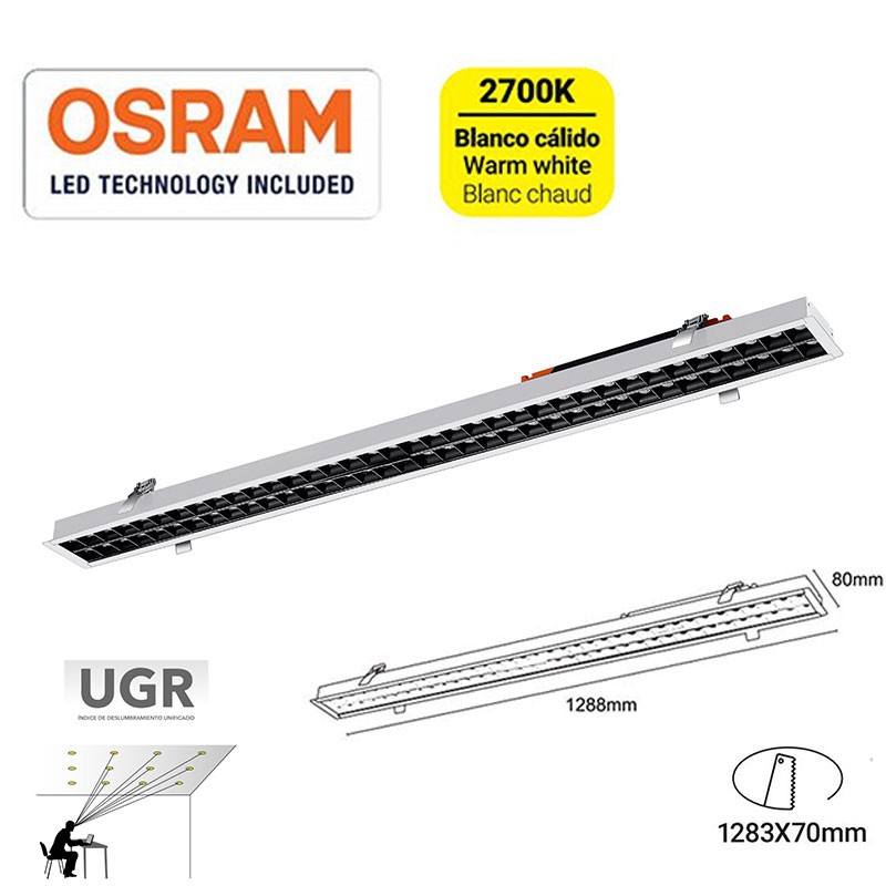 CCT 40W UGR19 Recessed Linear LED Spotlight CCT 40W UGR19 Osram Chip