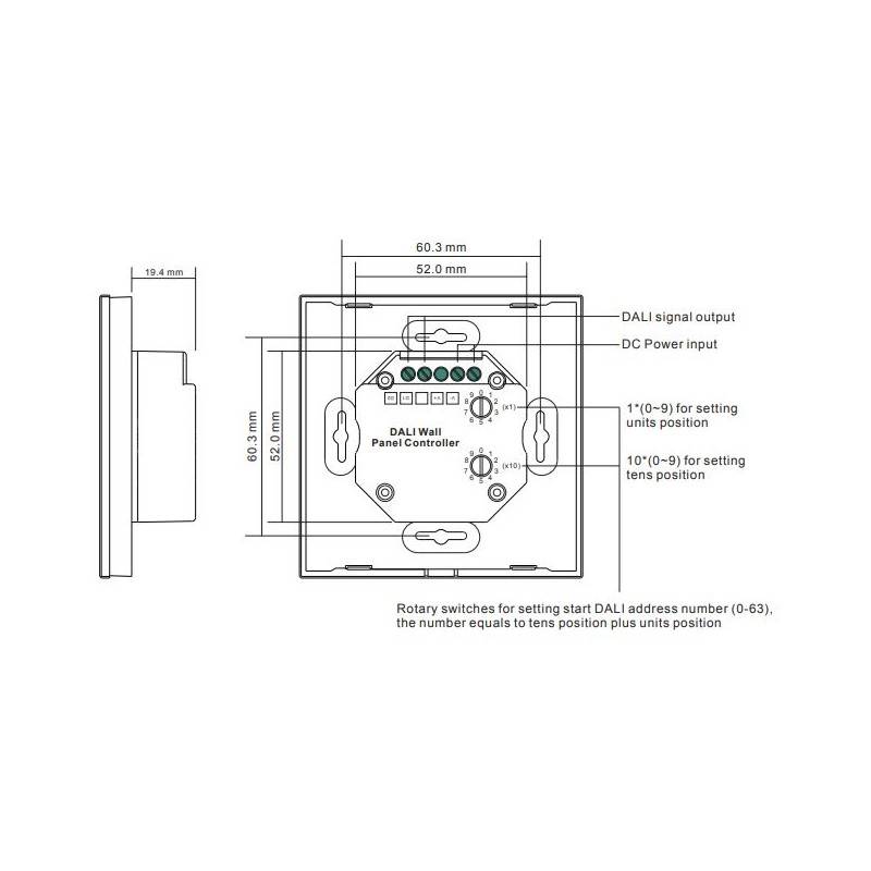 Single color DALI touch panel - 4 zones - SUNRICHER