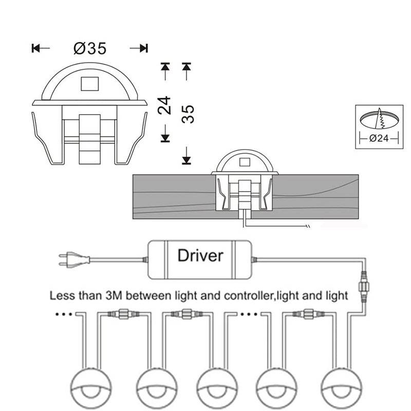 IP67 recessed LED beacon 12V-DC 0.4W