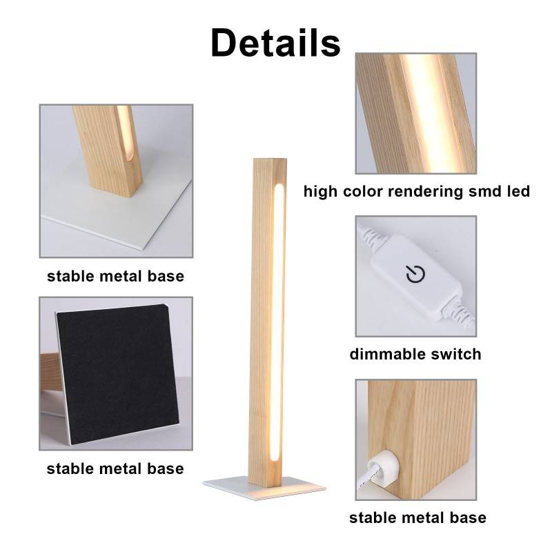 Wooden table lamp "TOAK" dimmable 10W