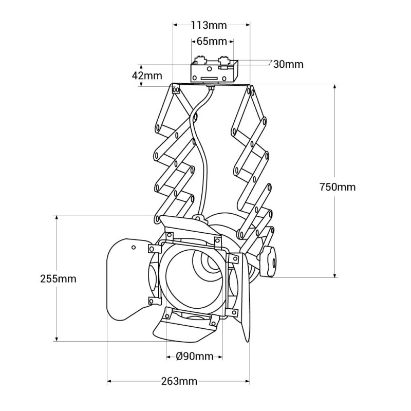 Extending and adjustable spotlight for 3-phase track - "Cinema" - E27