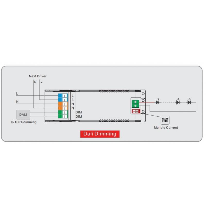 DALI PUSH 9-42V 14W multicurrent dimmable driver (200-350mA)