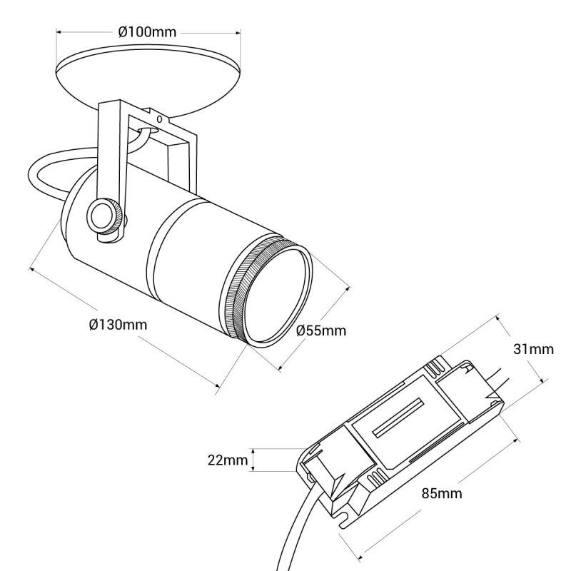 COB LED Ceiling Light "COOPEN" Adjustable with Zoom 12W