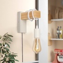 Wooden wall sconces with switch and plug "RUDER".
