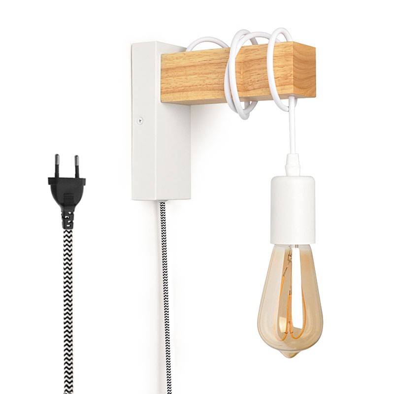 Wooden wall sconces with switch and plug "RUDER".