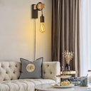Wooden wall sconces with switch and plug "RUDER".