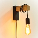 Wooden wall sconces with switch and plug "RUDER".