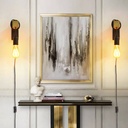 Wooden wall sconces with switch and plug "RUDER".