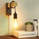 Wooden wall sconces with switch and plug "RUDER".