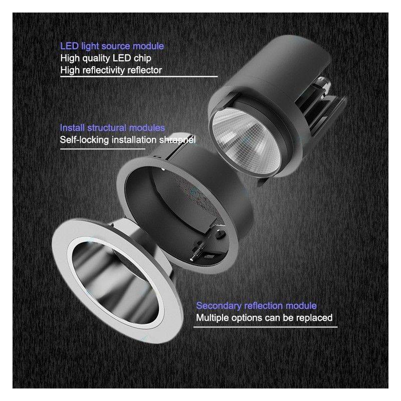LED recessed ceiling spotlight COB - 5W - Adjustable - Low UGR - Ø50mm