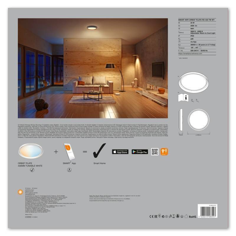 SMART WIFI CCT ORBIS PLATE 24W 430mm LED SMART WIFI CCT ORBIS PLATE ceiling lamp