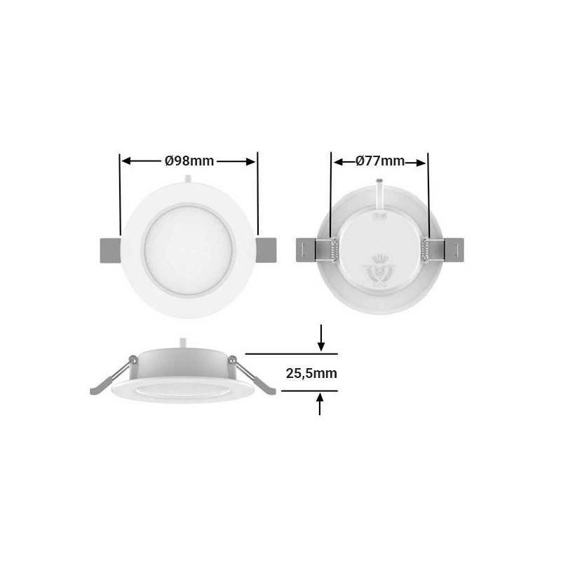 Recessed circular LED downlight - 4W - Cutout Ø77mm