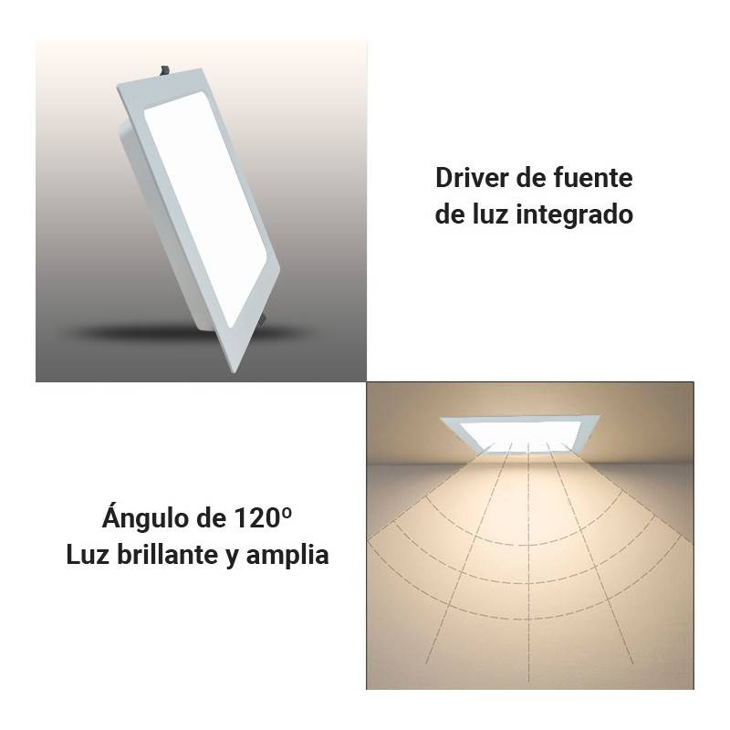 Square recessed LED downlight 22W Cut 190 X 190mm