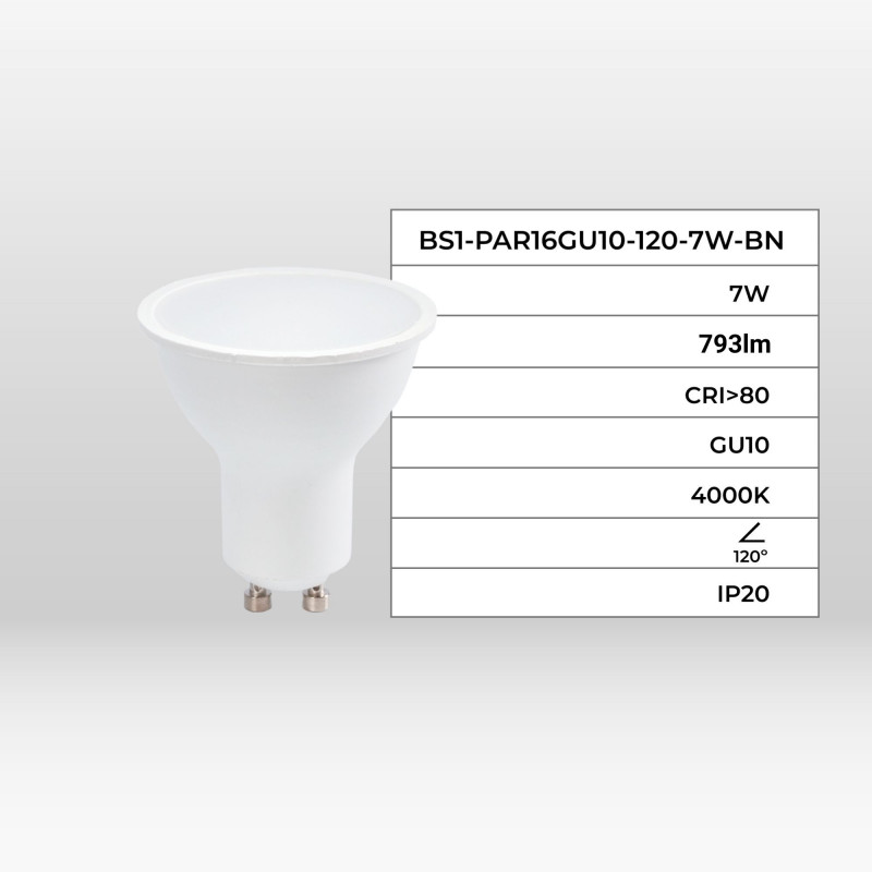 GU10 LED Bulb - 7W - 120º