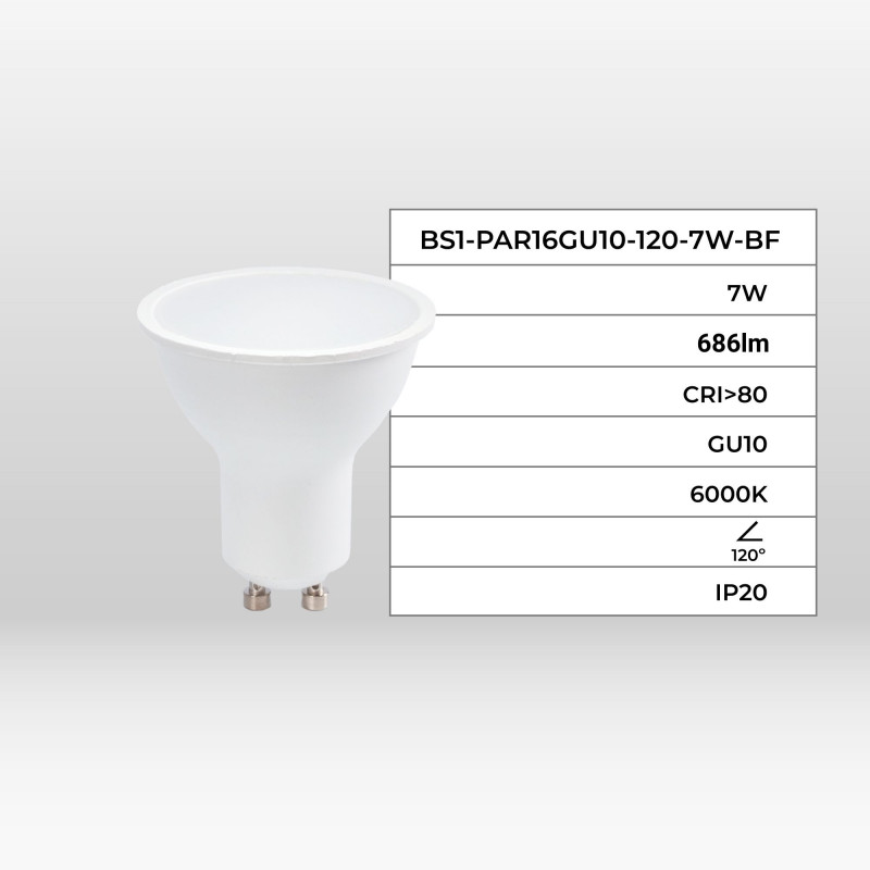 GU10 LED Bulb - 7W - 120º