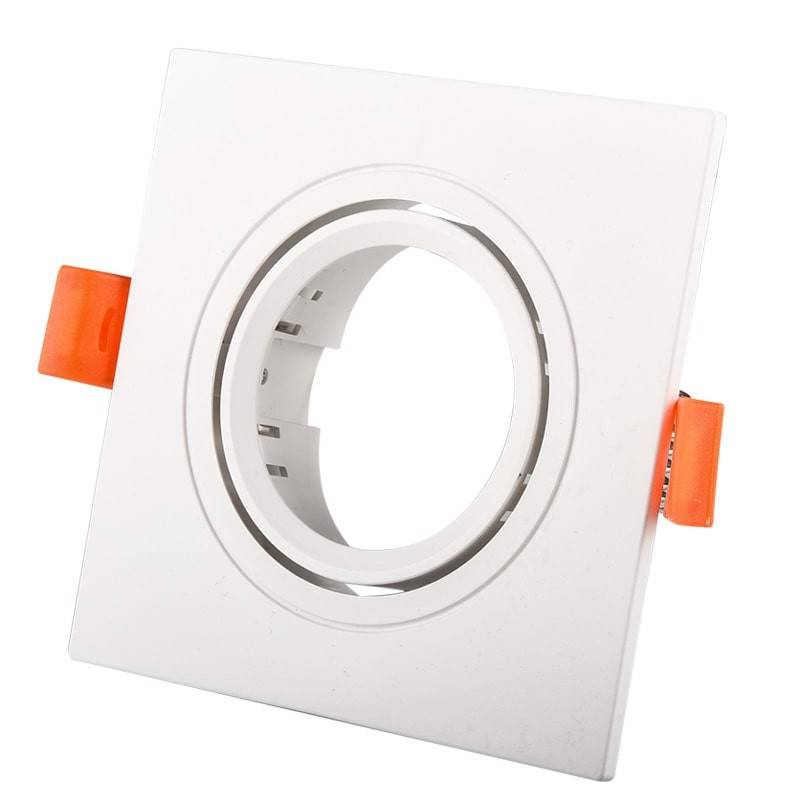 Tilting square downlight ring for GU10/MR16 bulb - Cut Ø75mm
