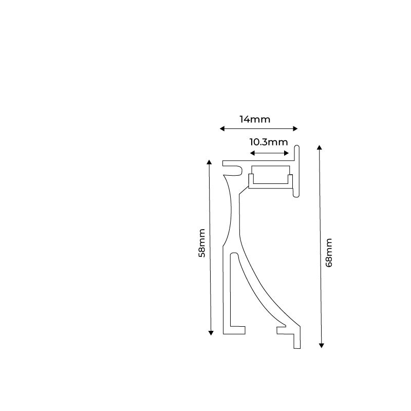 Recessed profile wall washer socket 14x68mm (2mt)