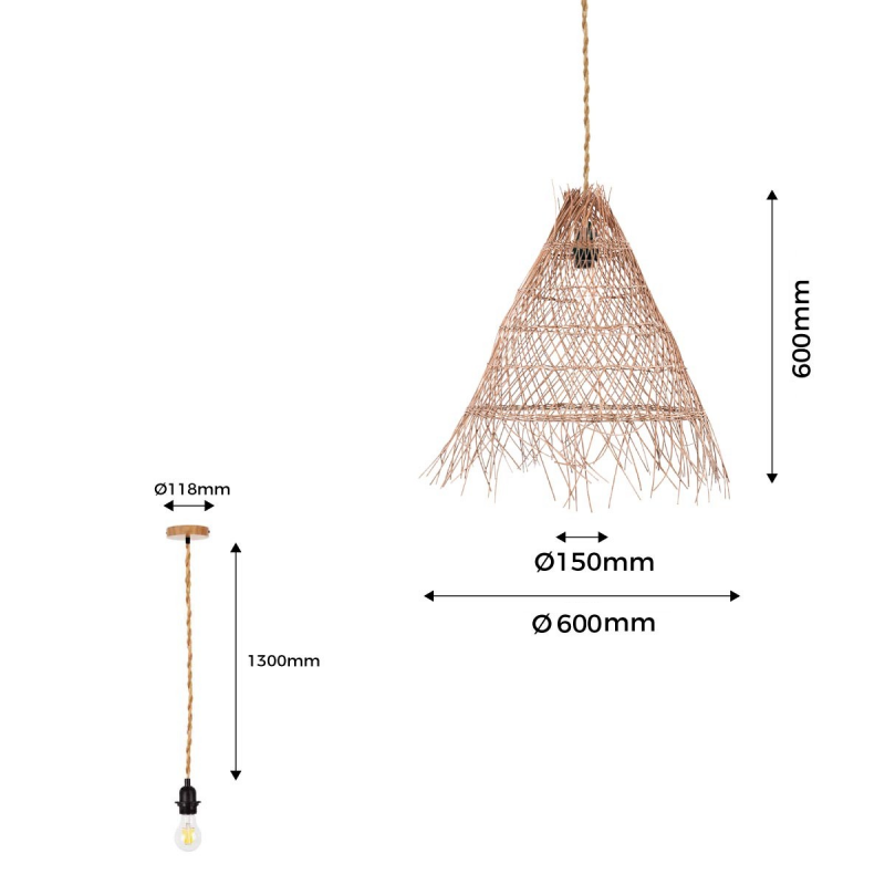 WILLOW" wicker pendant lamp