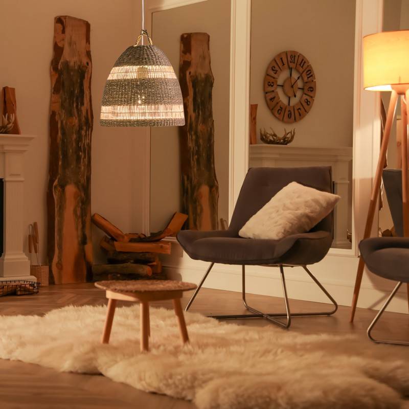 Wicker pendant lamp "Ikken".