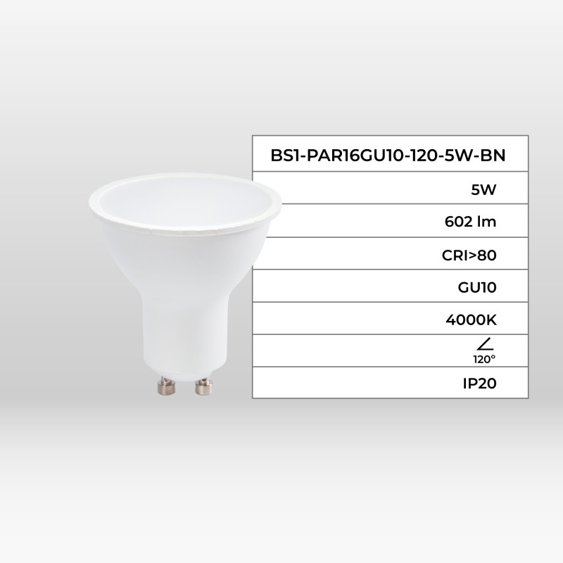 GU10 LED Bulb - 5W - 120°