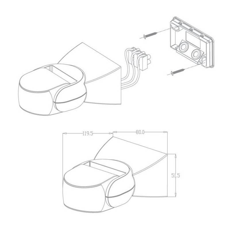 Surface PIR motion sensor 180° - IP65