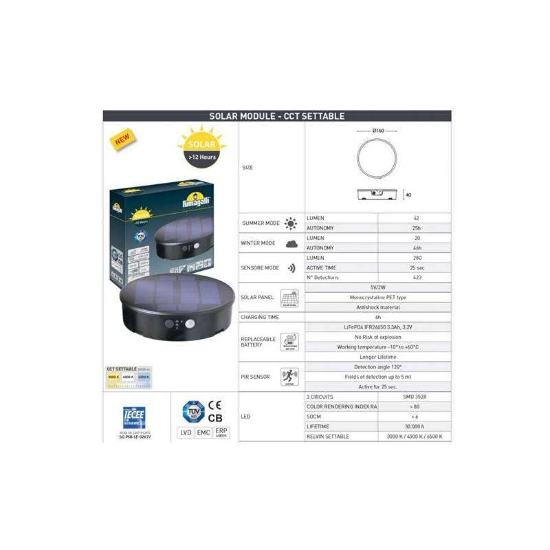FORTUNATO FUMAGALLI Solar Wall Light with Sensor and CCT