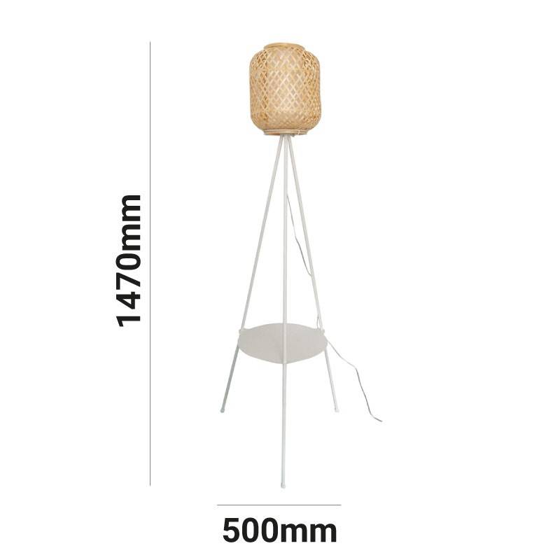 Bamboo floor lamp with built-in table "ORSON".