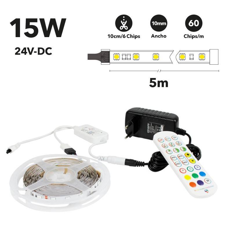 RGB WiFi Alexa/Google Home musical LED RGB LED strip kit with source, remote and controller 5 meters