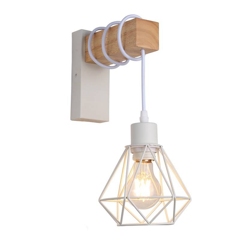 Wooden wall sconces metal cage "RODEN".