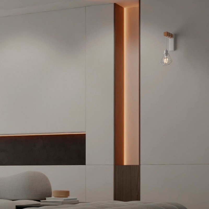 Wooden wall sconces metal cage "RODEN".