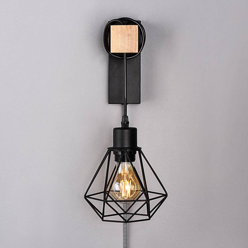 Cage wall light with cable and plug "RODEN".