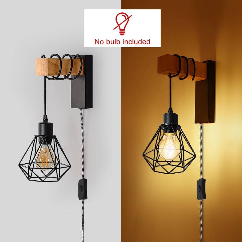 Cage wall light with cable and plug "RODEN".