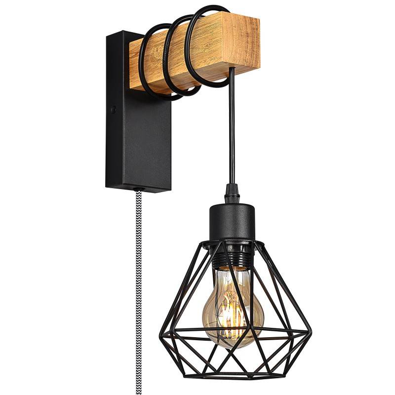 Cage wall light with cable and plug "RODEN".
