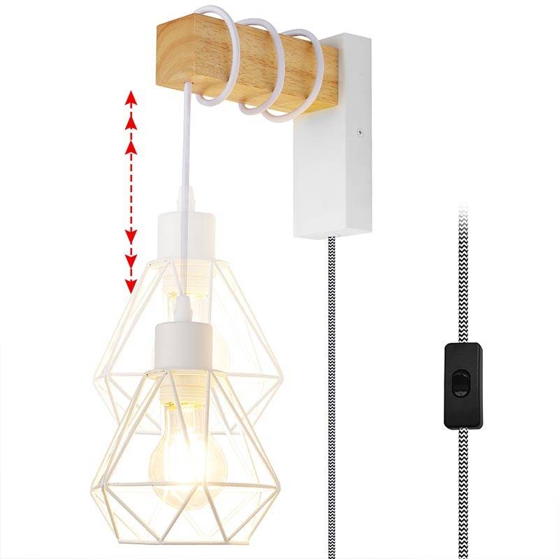 Cage wall light with cable and plug "RODEN".