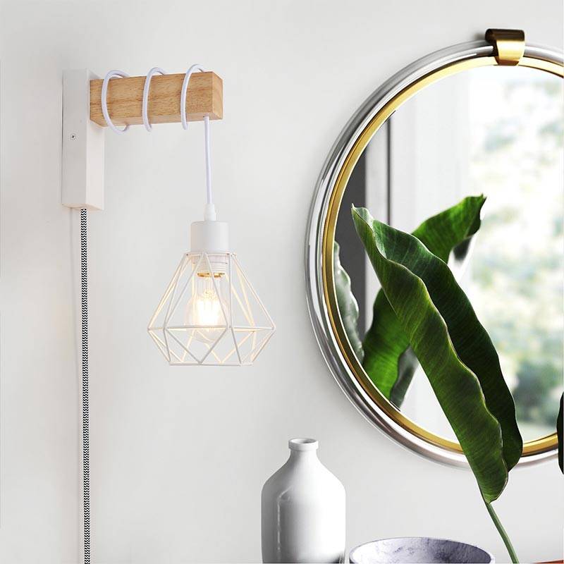 Cage wall light with cable and plug "RODEN".