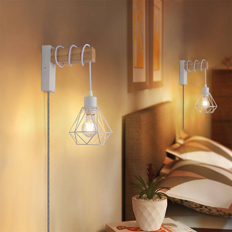 Cage wall light with cable and plug "RODEN".