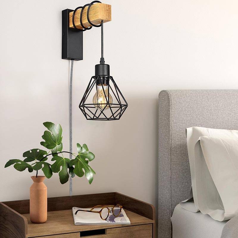 Cage wall light with cable and plug "RODEN".