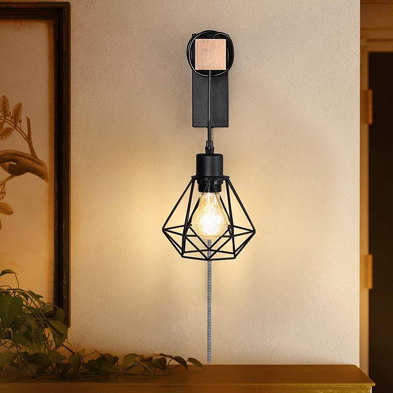 Cage wall light with cable and plug "RODEN".